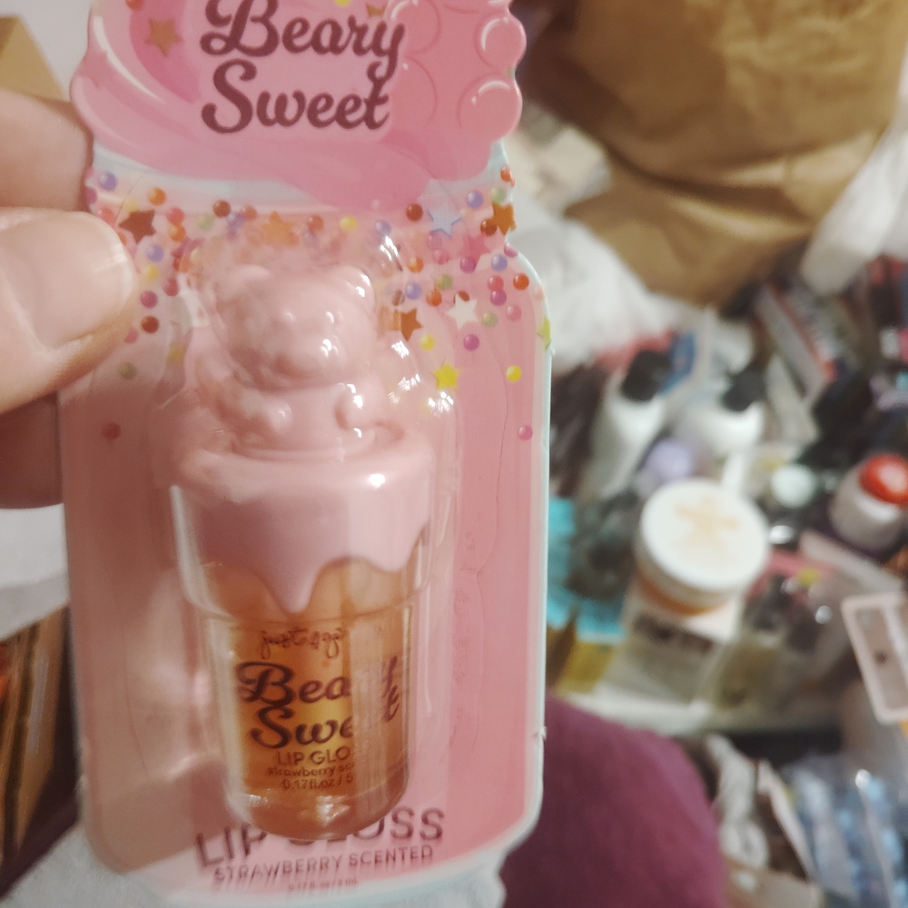 Beary Sweet Pink Strawberry Lip Gloss